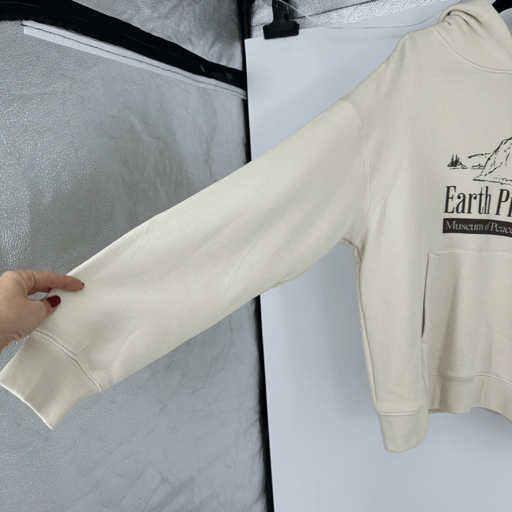 Museum of Peace and Quit Earth Pilgrim Mens L Graphic Hoodie Casual Gorpcore - Picture 9 of 13